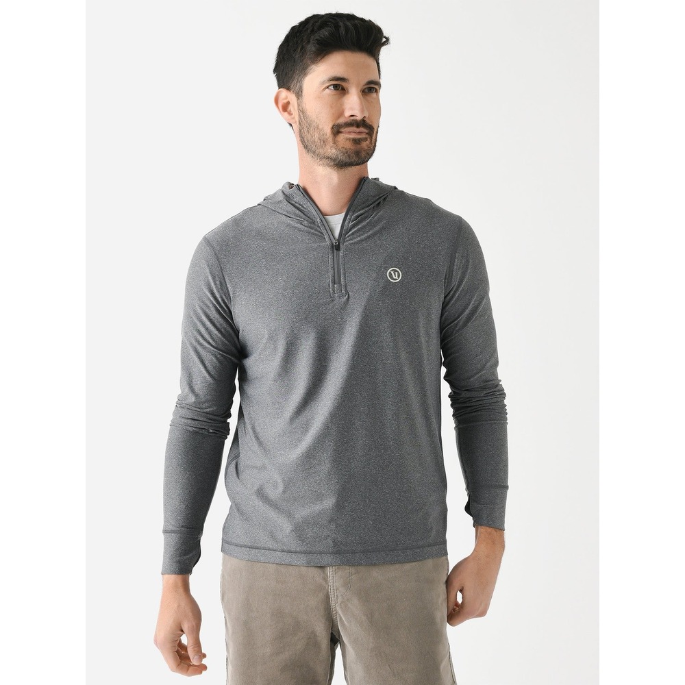 Vuori Uluwatu 24 Water Hoodie Mens Large Charcoal Heather Grey V1038 Quarter Zip
